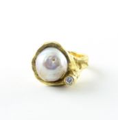 Perl-Brillantring, 750/ooo GG, Barockperle