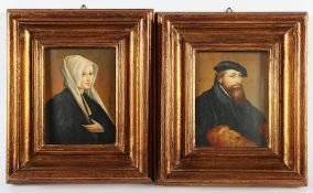 zwei Miniaturportraits, nach Holbein und van Scorel, signiert Ida Calzolari