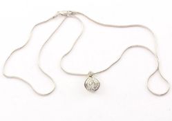Brillant-Anhänger, 750/ooo GG, rhodiniert, Schlangenkette 750/ooo WG, 8,7g