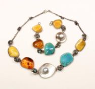 Kette und Armband, 925/ooo Silber
