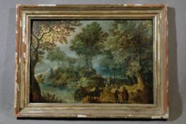 Figures in wooded landscape  
