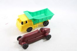 Auburn Rubber Race Car, Plastic Dump Truck