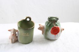 Antique Piggy Bank & Matchstick Holder Germany