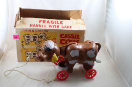 1960's B&K Cassie Cow Pull Toy in Box