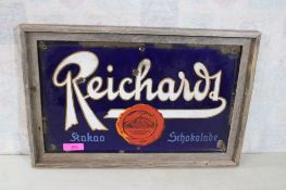 Framed Porcelain Reichards Schocolade Sign