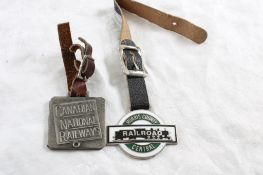 2 Railroad Advertising Watch Fobs