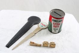 Sinclair Oil Can Bank, Letter Opener, Cufflinks