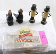 Pair of Black Pie Birds, Mr Peanut S&P Shakers