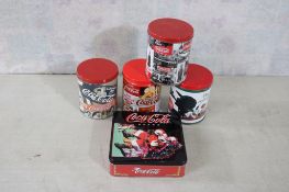 5 Coca Cola Tins w/Jigsaw Puzzles