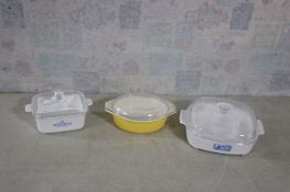 Vtg Corning Wear & Pyrex Covered Casseroles