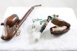 2 Antique Pipes & Meerschaum Cheroot Holder