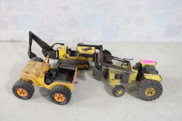 3 Tonka Toys Dune Buggy, Loader, Backhoe Loader