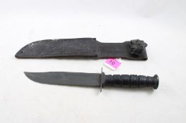 U S Ontario Fixed Blade Knife w/Leather Sheath