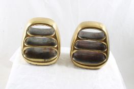 Pair of Brass Two Toned MCM JENFRED Bookends