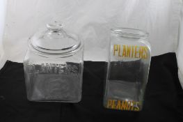2 Planter's Peanuts Glass Store Counter Jars