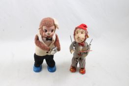 2 Wind-Up Monkey Toys Made in Japan Working