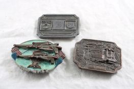 3 Vintage Advertising Belt Buckles