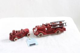 Barclay Fire Pumper & Hubley Cast Iron Fire Truck