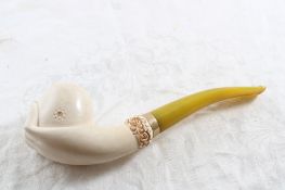 Hand Carved Meerschaum Pipe Hand Held Bowl