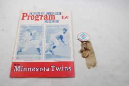 1963 Minnesota Twins Program/California Angels Pin