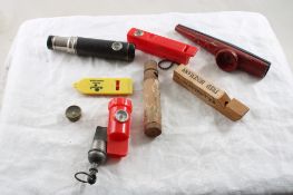 Vintage Lot of Whistles, Spy Glass, Compasses