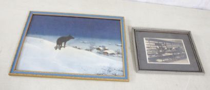 Framed Wolf Print & Antique Bakery Framed Photo