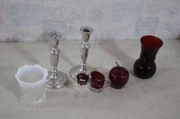 1914 & Other Ruby Flash, Pewter Candlesticks