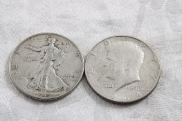 1945 & 1964 Silver Half Dollars