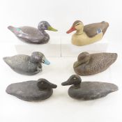 6 Vintage Wood Duck Decoys, Mallards & Hens