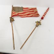 2 WWII Era Clip On Car Window Flag Holders