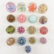 17 Small Vintage Glass Paperweights, Murano