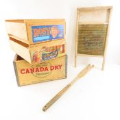 Vintage Washboard & Wood Crates