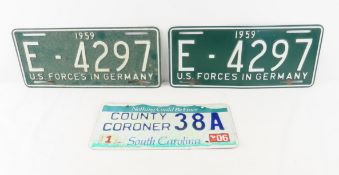 3 License Plates, US Forces in Germany, Coroner