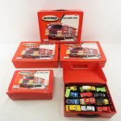 5 Matchbox Car Carry Cases, Mostly Full Of cars