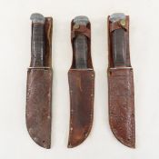 3 Rh 36 Pal Knives With Leather Sheaths