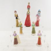 7 1920's 1930's Half Doll Whisk Brushes & Stands