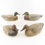 4 Herter's Wooden Duck Decoys with Glass eyes