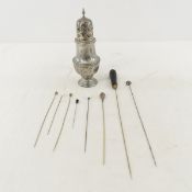 8 Antique Hat Pins in Holder