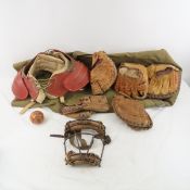 Vintage Baseball Gloves, Gear & Military Bag