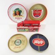 4 Vintage Beer & Soda Trays & Coca Cola truck