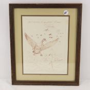 1977 Les Kouba Personalized, Framed Sketch 14x17