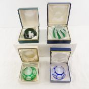 4 Baccarat Sulfide Faceted Paperweights