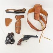 Daisy BB Pistol for parts & 4 misc holsters