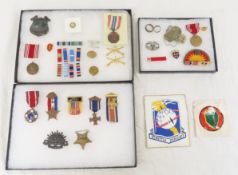 Military Insignia, Medals, Badges in Riker Cases