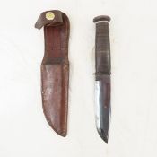 WW2 USN Mark I Blued Blade knife with sheath