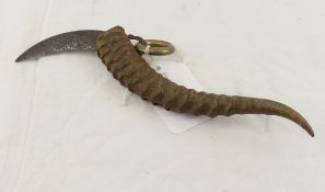 Vintage African Horn Grip Hand-Forged Knife