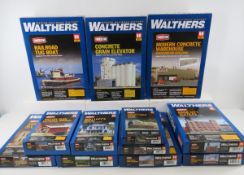 12 Walthers HO scale model kits, open boxes
