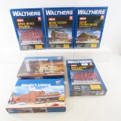 6 Walthers HO scale model kits, 5 sealed
