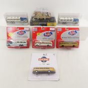 6 HO 1:87 Scale Buses & Trailer Model in Packages