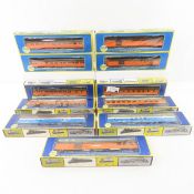 11 AHM HO Scale train cars in boxes